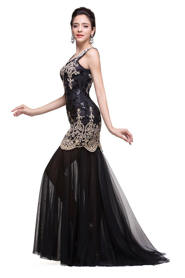 MISSHOW offers gorgeous Black Jewel party dresses with delicately handmade Sequined in size 0-26W. Shop Floor-length prom dresses at affordable prices.