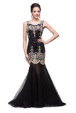 Black Scoop Sweep-length Mermaid Formal Dresses