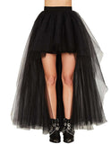 Black Women Tulle Skirt Casual Ballet Princess Skirt Long-misshow.com