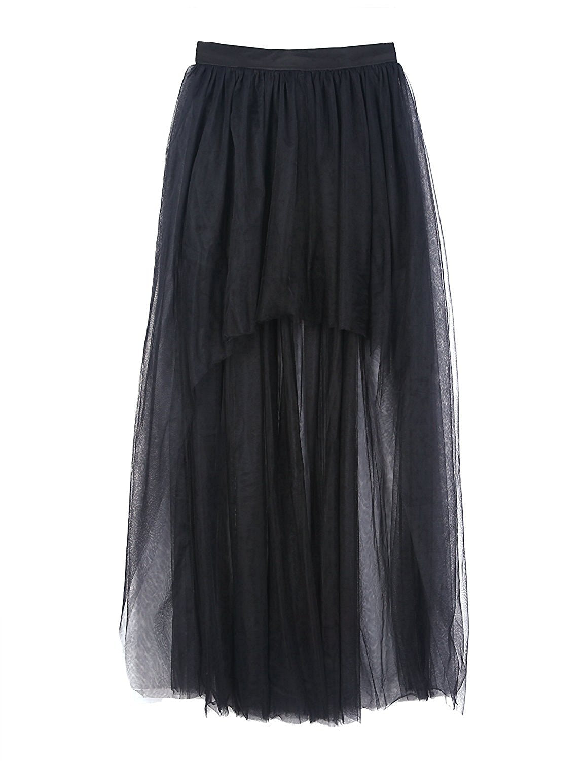 Black Women Tulle Skirt Casual Ballet Princess Skirt Long-misshow.com