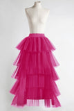 Black Women Tulle Skirt Casual Ballet Princess Skirt Long Maxi Tutu Skirt-misshow.com