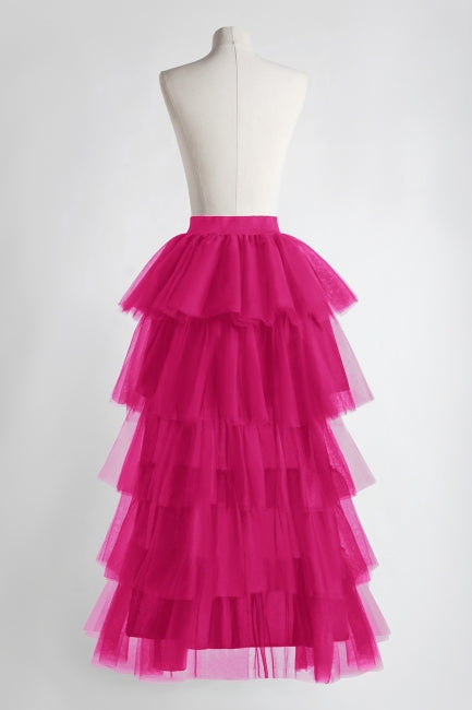 Black Women Tulle Skirt Casual Ballet Princess Skirt Long Maxi Tutu Skirt-misshow.com