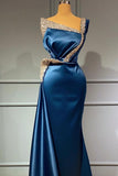 Blue Evening Dress Long Prom dresses in glitter-misshow.com