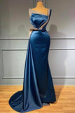 Blue Evening Dress Long Prom dresses in glitter