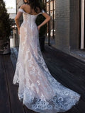 Boho Elegant Wedding Dresses Mermaid Off The Shoulder Customized Lace Short Sleeve Floor Length Bridal Gown With Sweep Train