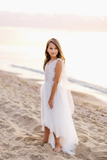 Boho White A-line Sleeveless Flower Girls Dress With Lace-misshow.com