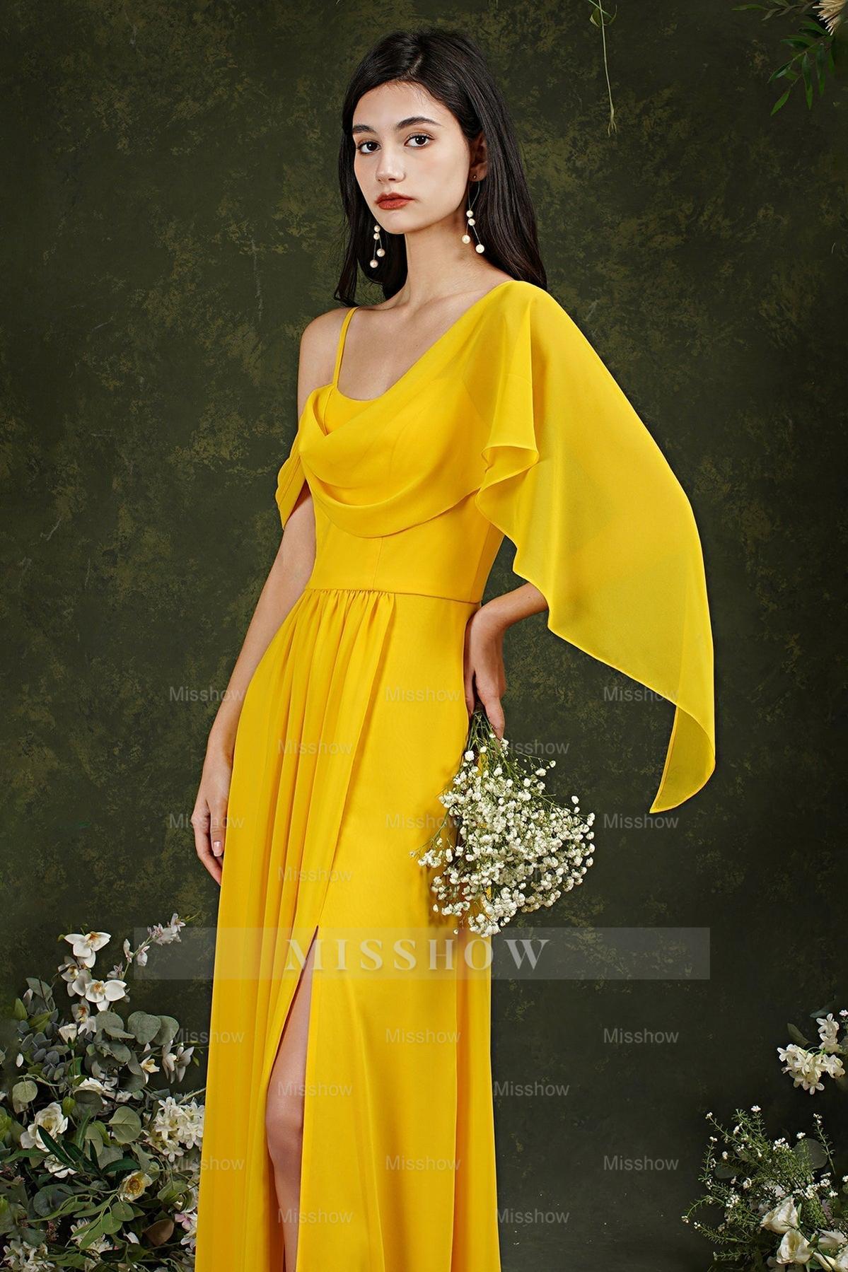 bridesmaid dresses with side split One Shoulder Satin Mermaid Maxi Bridesmaid Dress