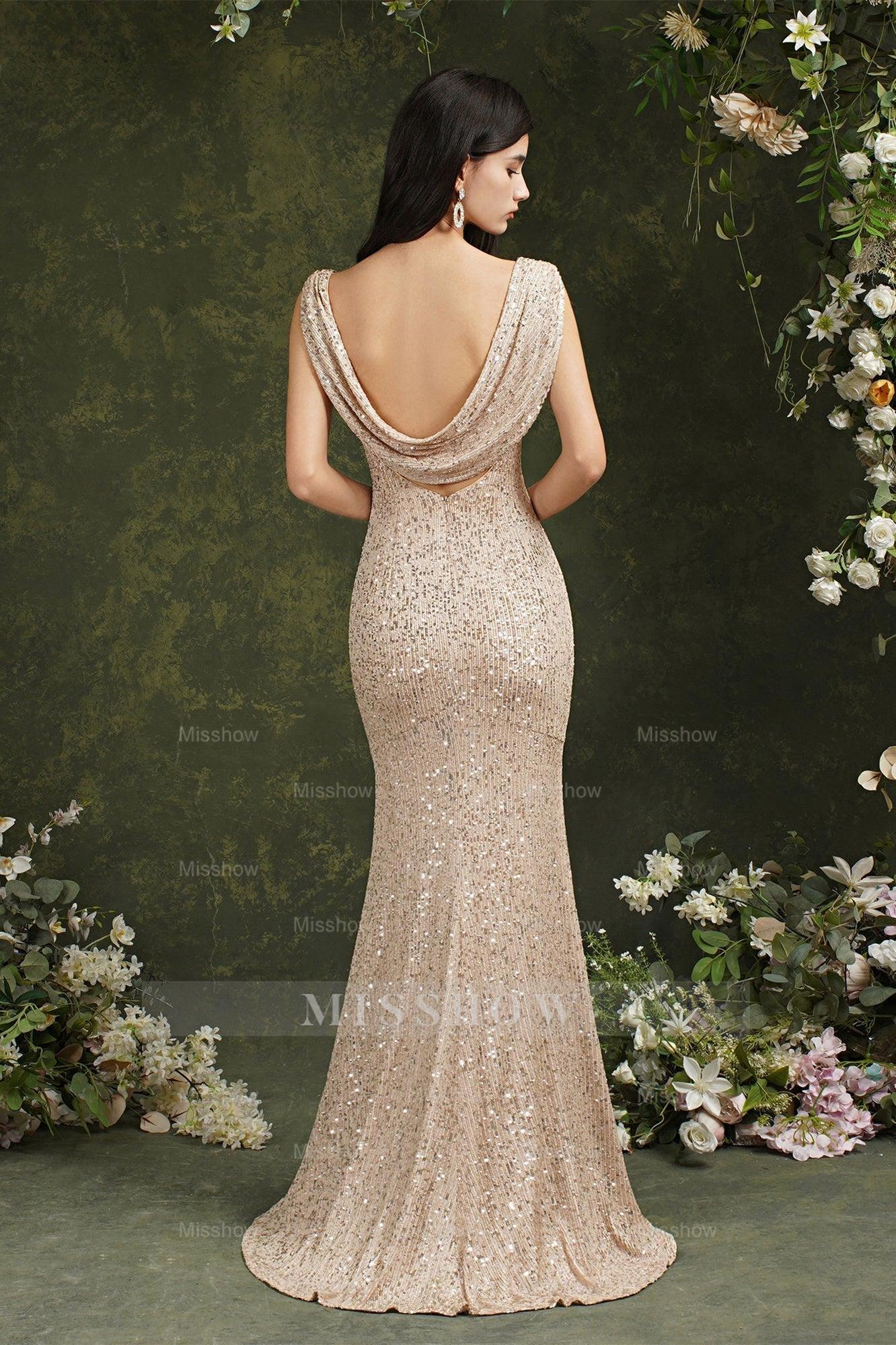 Brilliant Scoop Neck Sequins Backless Mermaid Bridesmaid/Prom Dress Wi misshow.com Brilliant Scoop Neck Sequins Backless Mermaid Bridesmaid/Prom Dress Wi misshow.com