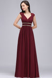 MISSHOW offers gorgeous White,Ivory,Burgundy,Grape,Sky Blue,Royal Blue,Dark Navy,Black V-neck party dresses with delicately handmade Ruched in size 0-26W. Shop Floor-length prom dresses at affordable prices.