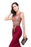 MISSHOW offers gorgeous Burgundy Jewel party dresses with delicately handmade Appliques in size 0-26W. Shop Floor-length prom dresses at affordable prices.