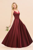 Burgundy Evening Maxi Dress Charming V-Neck Backless Wedding Party Dress-misshow.com