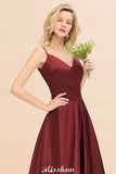 Burgundy Evening Maxi Dress Charming V-Neck Backless Wedding Party Dress-misshow.com