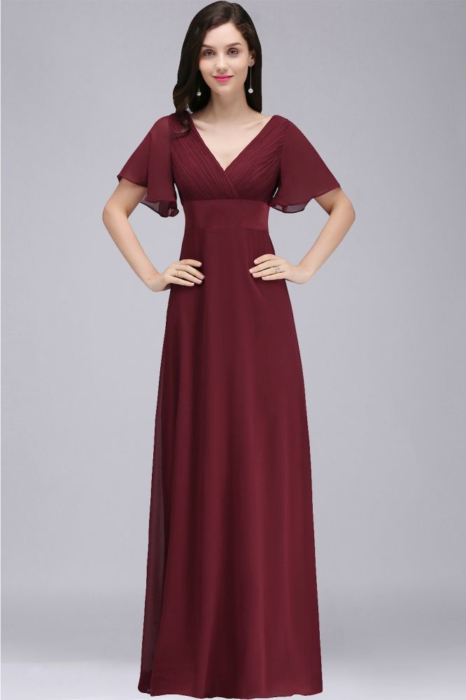 MISSHOW offers gorgeous Burgundy,Grape,Royal Blue,Dark Navy,Black,Dark Green V-neck party dresses with delicately handmade Ruched in size 0-26W. Shop Floor-length prom dresses at affordable prices.