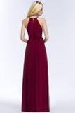 Looking for Bridesmaid Dresses in 30D Chiffon, A-line style, and Gorgeous Bow,Ribbons,Ruffles work  MISSHOW has all covered on this elegant Burgundy Halter A-line Floor Length Bridesmaid Dresses with Bow Sash.