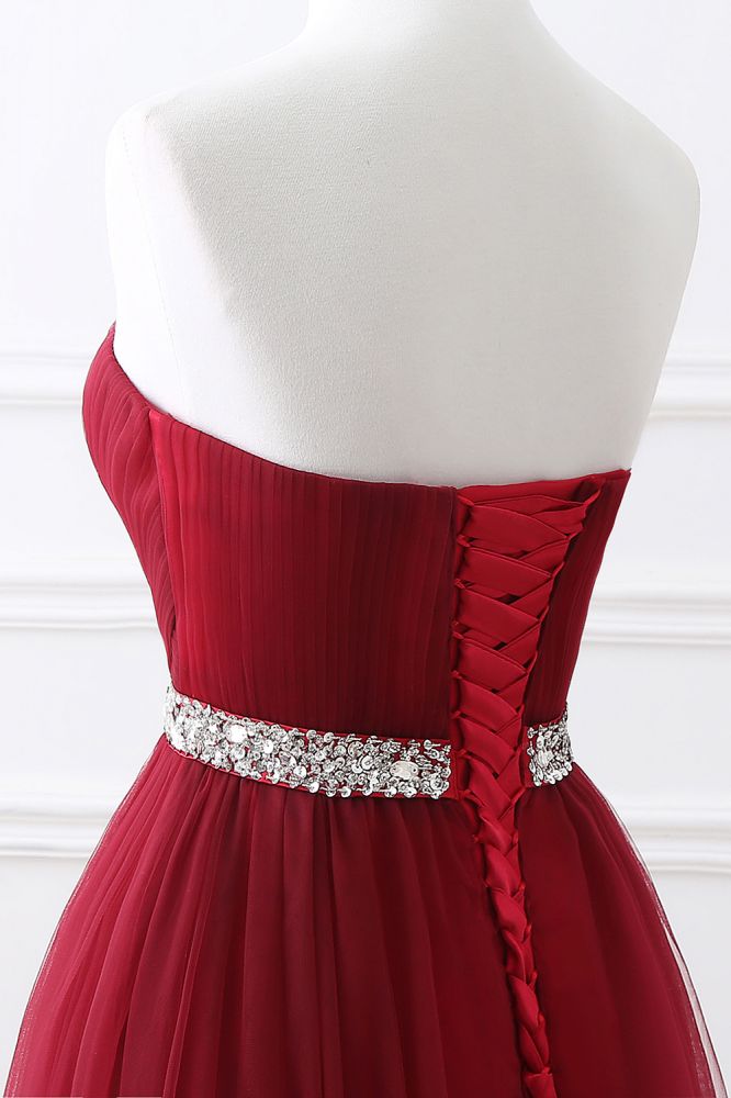 MISSHOW offers gorgeous White,Dusty Rose,Burgundy,Royal Blue,Dark Navy,Black,Dark Green,Dusty Blue Strapless party dresses with delicately handmade Crystal Floral Pin in size 0-26W. Shop Floor-length prom dresses at affordable prices.