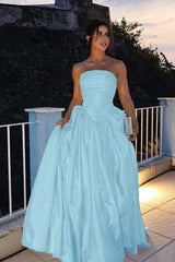Glamorous Strapless Sleeveless Long Formal Dress With Pleated