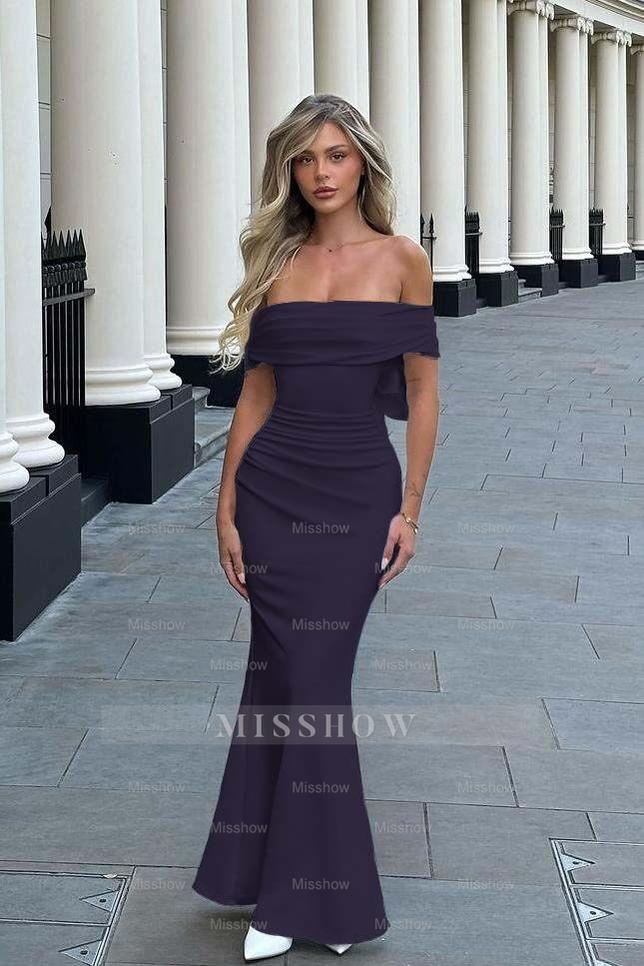Sleeveless Off the Shoulder Long Mermaid Formal Dress With Pleated