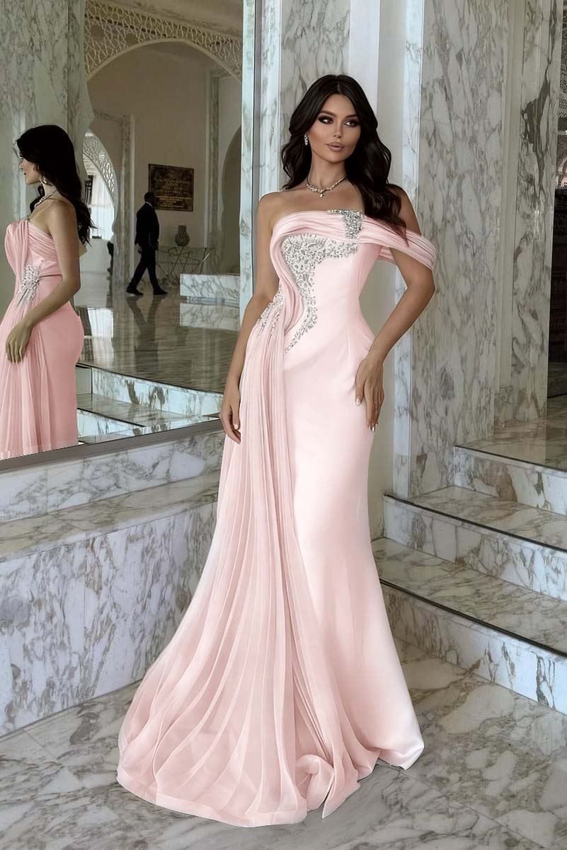 One Shoulder Sleeveless Long Mermaid Formal Dress With Beading