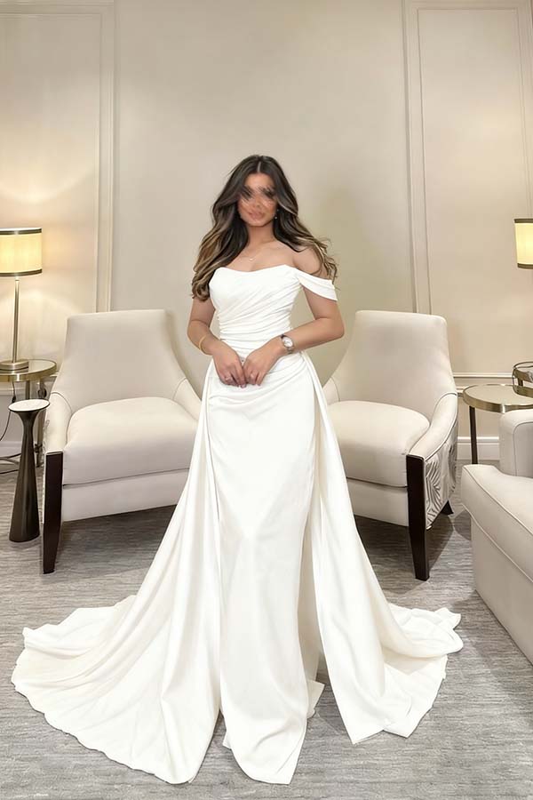 Off The Shoulder Sleeveless Long Mermaid Formal Dress With Pleated