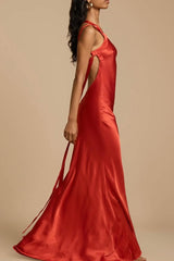 One Shoulder Sleeveless Backless Long Formal Dress With Ruffles