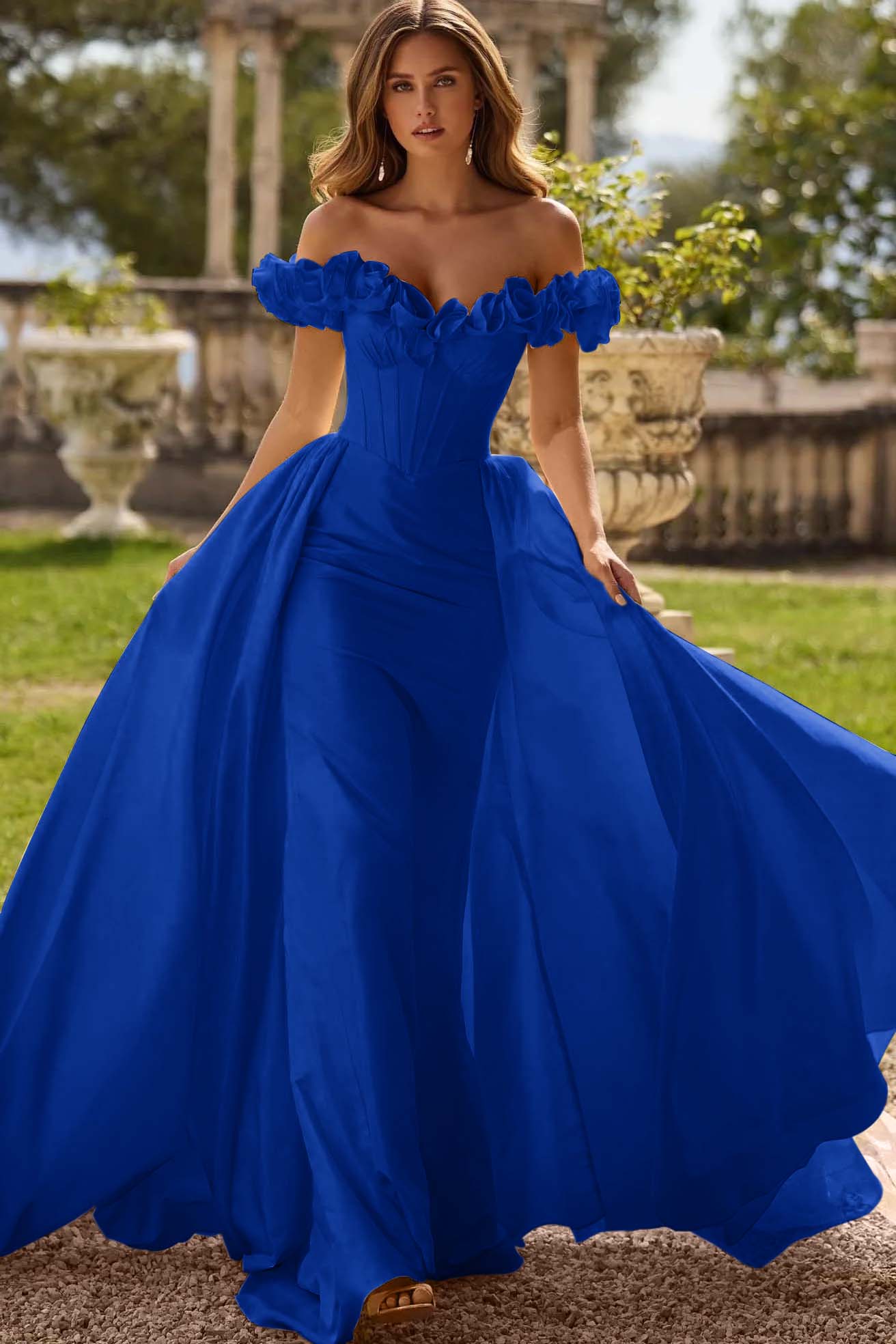 Off the Shoulder Sleeveless Long Mermaid Formal Dress With Pleated