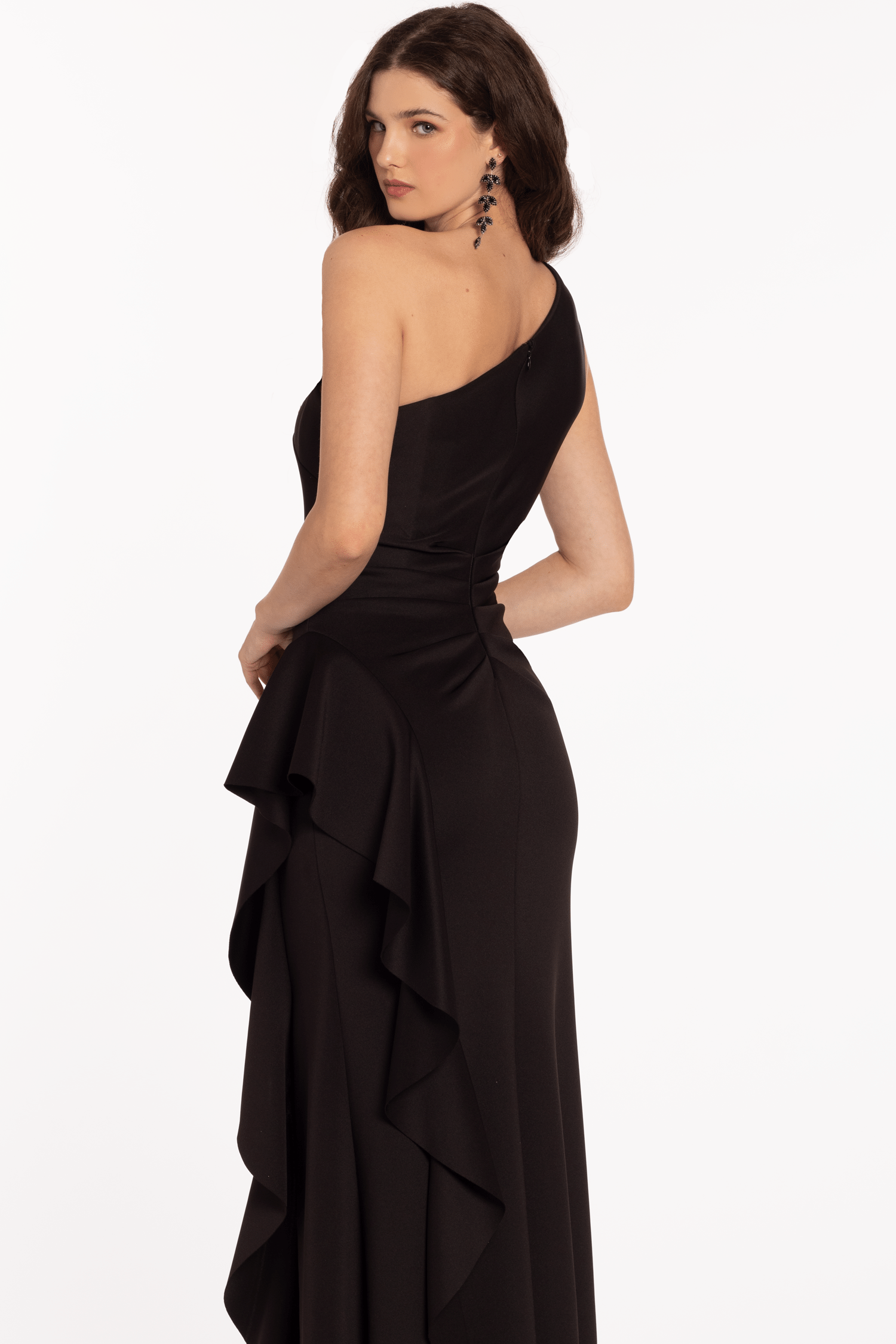One Shoulder Sleeveless Split Long Formal Dress With Ruffles Pleated