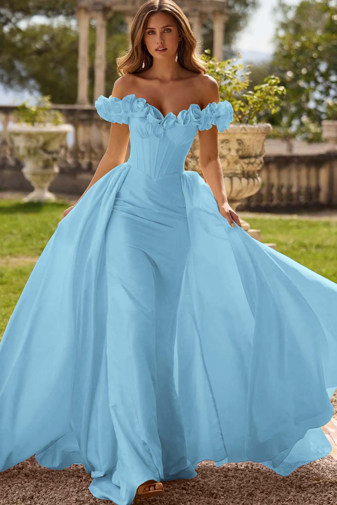 Off the Shoulder Sleeveless Long Mermaid Formal Dress With Pleated
