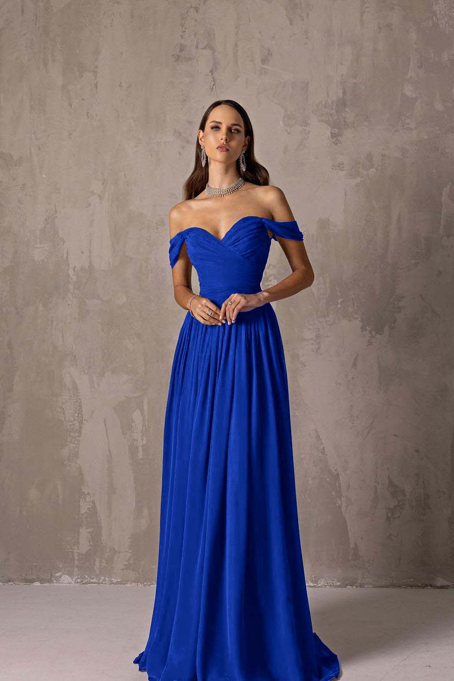 Off the Shoulder Strapless Sleeveless Long Formal Dress With Ruffles