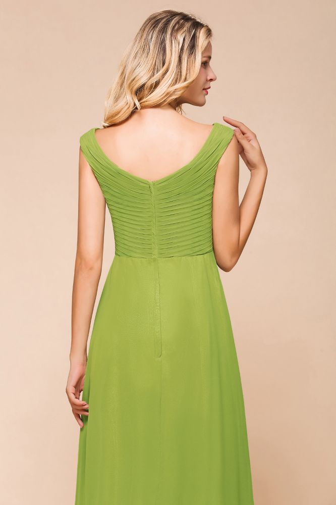Cap Sleeve Aline Bridesmaid Dress Green Long Simple Maid of Honor Dress | MISSHOW Cap Sleeve Aline Bridesmaid Dress Green Long Simple Maid of Honor Dress | MISSHOW