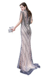 The gorgeous Cap Sleeves High Neck Sparkly Beads Floor-Length Mermaid Evening Party Gown will stun every girl. The Tulle Vintage Party dress will add extra elegance to your wholesale look.