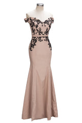 Looking for Prom Dresses,Bridesmaid Dresses in Stretch Satin, Mermaid style, and Gorgeous Lace,Appliques work  MISSHOW has all covered on this elegant Cap Sleeves Mermaid Long Off-shoulder Applique Prom Dresses.