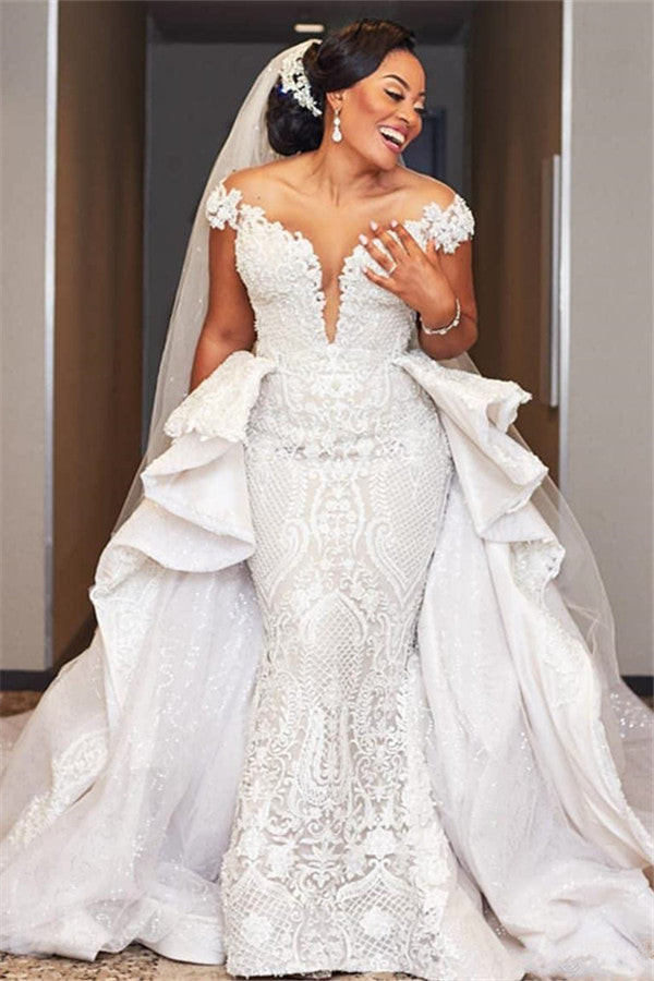 Find this Chic Deep V-neck White Wedding Dressat Misshow, available in everyone color and size you could possibly imagine, which makes picking out the perfect prom dress for your big day easily!