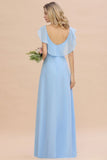 MISSHOW offers Cap Sleeves Ruffle Chiffon Hi-Lo Bridesmaid Dress A-line Wedding Party Dress at a good price from Misshow