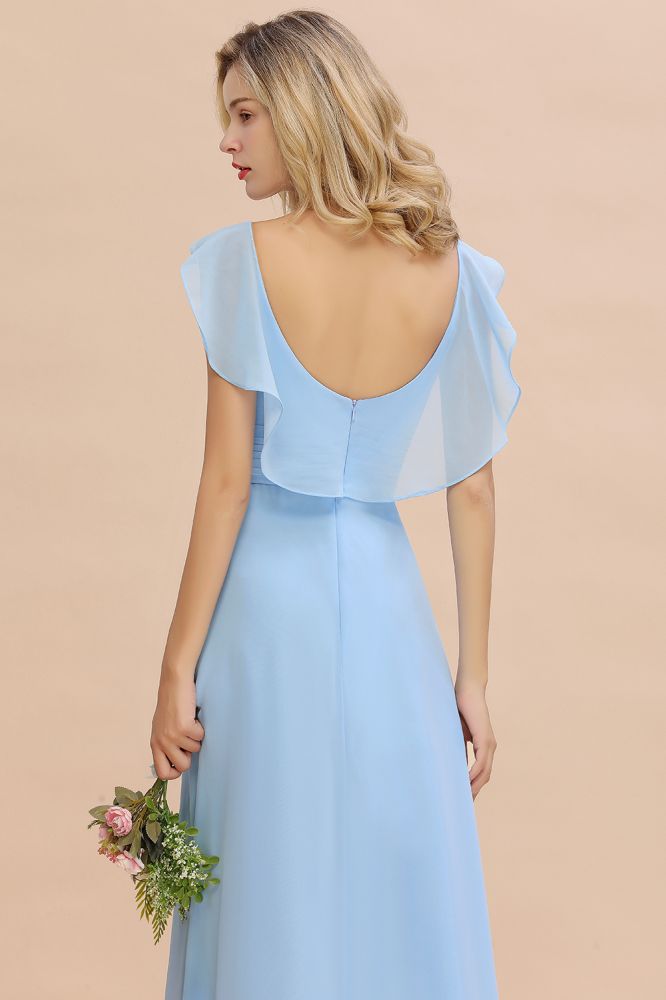 MISSHOW offers Cap Sleeves Ruffle Chiffon Hi-Lo Bridesmaid Dress A-line Wedding Party Dress at a good price from Misshow