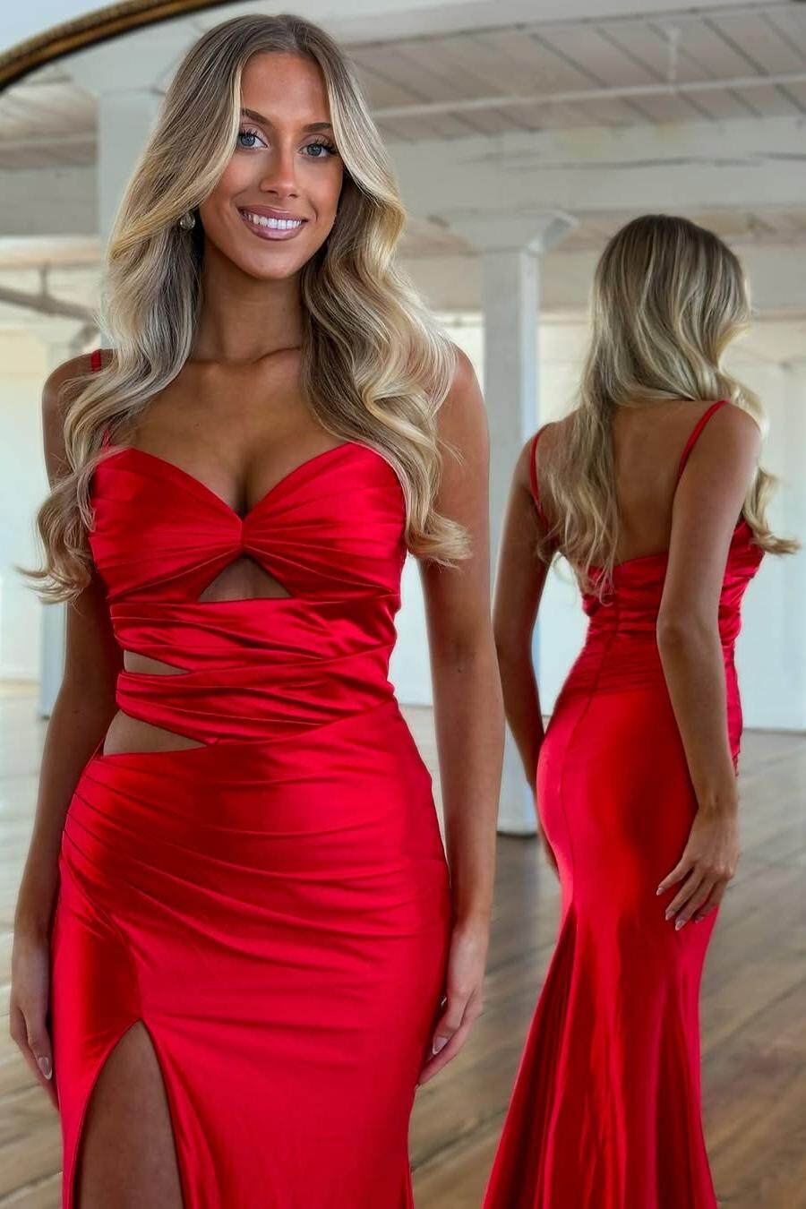 Spaghetti Strap Sleeveless Long Mermaid Formal Dress With Split