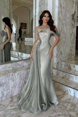 One Shoulder Sleeveless Long Mermaid Formal Dress With Beading