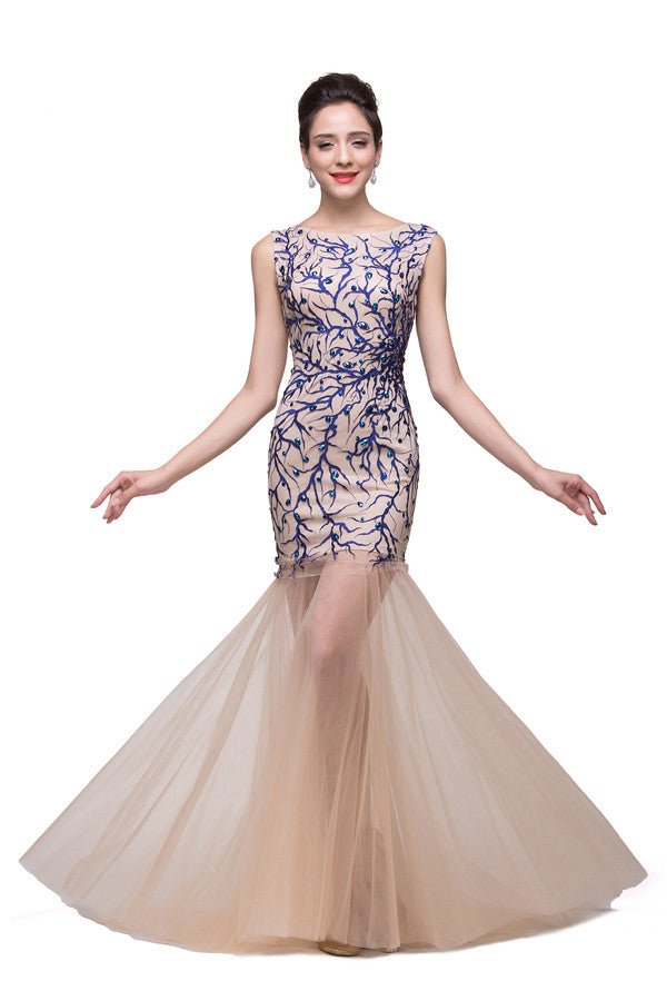 MISSHOW offers gorgeous Champagne Jewel party dresses with delicately handmade Crystal,Appliques in size 0-26W. Shop Floor-length prom dresses at affordable prices.