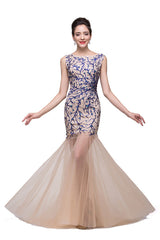 MISSHOW offers gorgeous Champagne Jewel party dresses with delicately handmade Crystal,Appliques in size 0-26W. Shop Floor-length prom dresses at affordable prices.