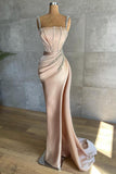 Champagne evening dresses floor-length with glitter-misshow.com