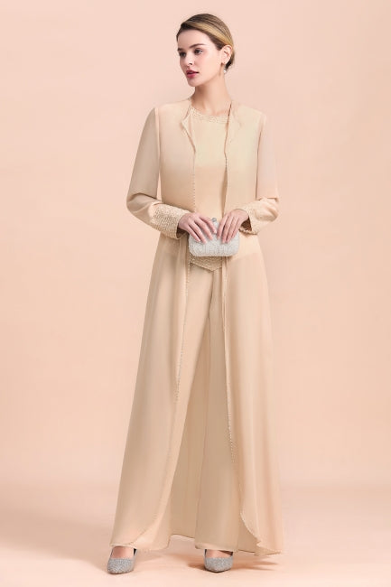 champagne dress with jacket A Line Long Champagne Mother of the Bride Dress with Jacket