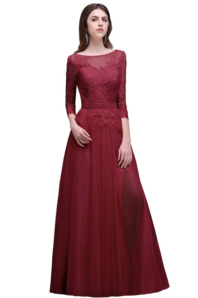 MISSHOW offers gorgeous Dusty Rose,Burgundy,Dark Navy,Light Champagne Jewel party dresses with delicately handmade Lace,Appliques,Buttons,Split Front in size 0-26W. Shop Floor-length prom dresses at affordable prices.