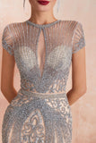 Looking for Prom Dresses,Evening Dresses,Homecoming Dresses,Quinceanera dresses in Tulle, Mermaid style, and Gorgeous Beading,Rhinestone work  MISSHOW has all covered on this elegant Charming Cap Sleeve Beading Mermaid Prom Dress Crew Neck Evening Party Gown.