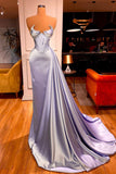 Charming Floor Length Sleeveless Mermaid Satin Prom Dress with Ruffles-misshow.com