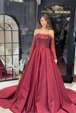 Charming Floor Length Strapless Long Sleeves A-Line Satin Wedding Dress with Ruffles