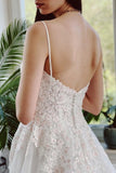 Charming Garden Spaghetti Straps A-Line Lace Wedding Dress-misshow.com