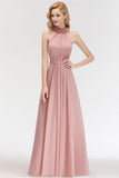 Looking for Bridesmaid Dresses in 100D Chiffon, A-line style, and Gorgeous Ruffles work  MISSHOW has all covered on this elegant Charming Halter Sleeveless Ruffled Chiffon Bridesmaid Dresses Aline Evening Maxi Gown