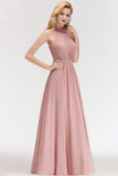 Looking for Bridesmaid Dresses in 100D Chiffon, A-line style, and Gorgeous Ruffles work  MISSHOW has all covered on this elegant Charming Halter Sleeveless Ruffled Chiffon Bridesmaid Dresses Aline Evening Maxi Gown