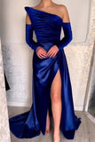 Charming Long Strapless A-Line Split Front Prom Dress With Long Sleeves