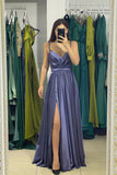 Charming Long Sweetheart Speghetti Strap Satin Split Front Prom Dress