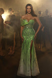Charming Long Sweetheart Split From Sleeveless Mermaid Prom Dress With Beading-misshow.com